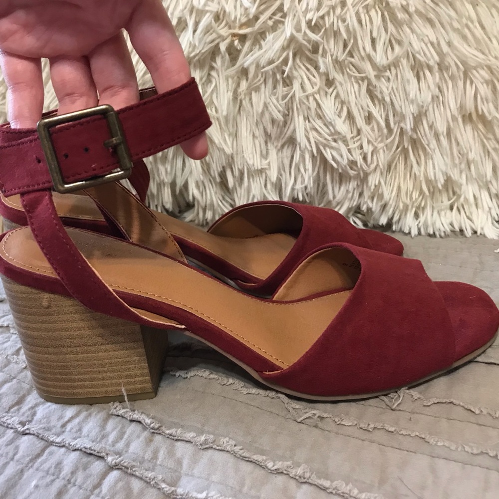 Dark red suede heels